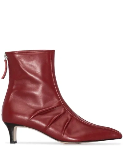 Salondeju 50 Leather Pointed Toe Ankle Boots In Red