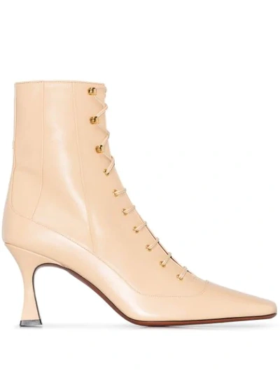Manu Atelier Neutral Duck 80 Leather Lace-up Boots In Neutrals