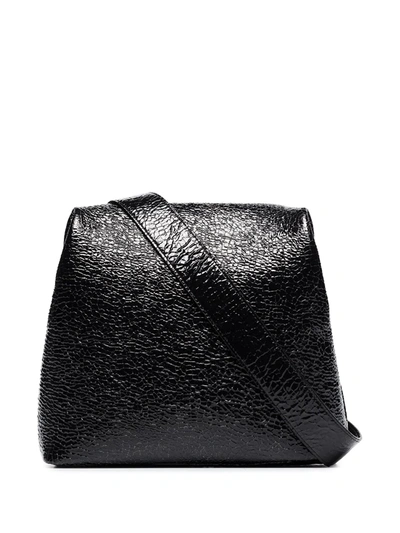 Osoi Black Brot Wrinkled Leather Shoulder Bag