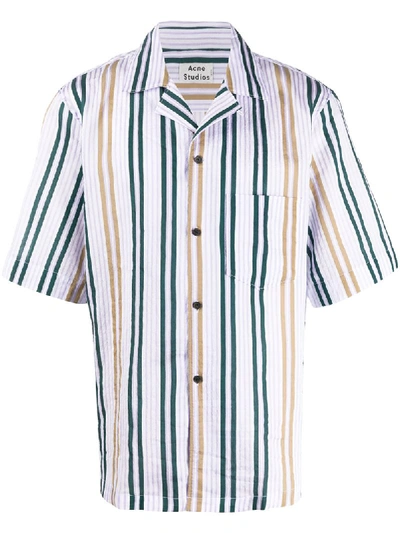 Acne Studios Striped Cotton-blend Shirt Green/lilac