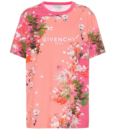 Givenchy Floral Cotton-jersey T-shirt In Pink
