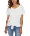 Sanctuary All Day Tie-hem Cuffed T-shirt In Seafoam