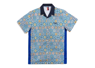 Pre-owned Kith Printed Camp Collar Shirt Blue/multi