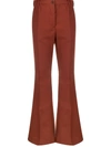 Acne Studios High-waisted Flared Trousers In Brown
