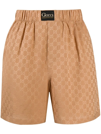 Gucci Glitter Print Shorts In Brown
