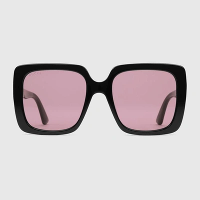 Gucci Eyewear Rectangular Frame Tinted Sunglasses In Black