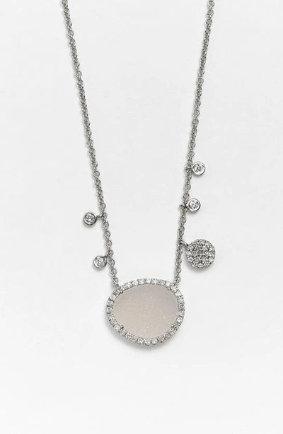 Meira T Meirat Drusy & Diamond Pendant Necklace In Gray Druzy/ White Gold