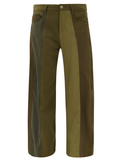 Marques' Almeida Upcycled Deconstructed Panelled Wide-leg Trousers In Army Green
