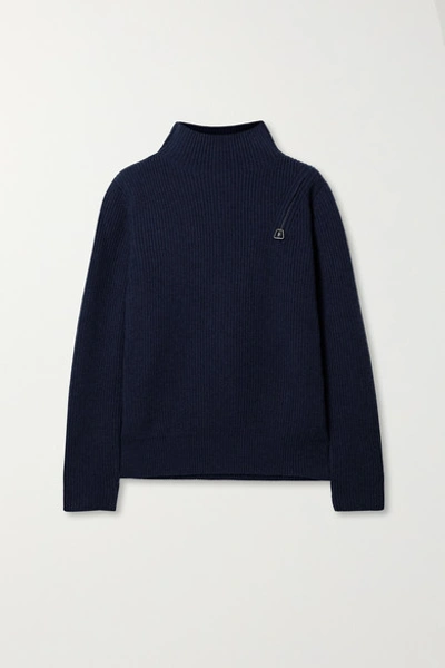 Akris Ribbed Cashmere Turtleneck Sweater In Navy