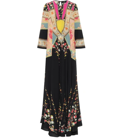 Etro Printed Silk-crepon Gown In Black