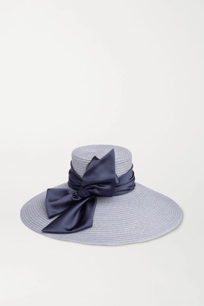 Eugenia Kim Mirabel Satin-trimmed Straw Hat In Blue