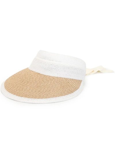 Eugenia Kim Ricky Grosgrain-trimmed Two-tone Straw Visor In Sand