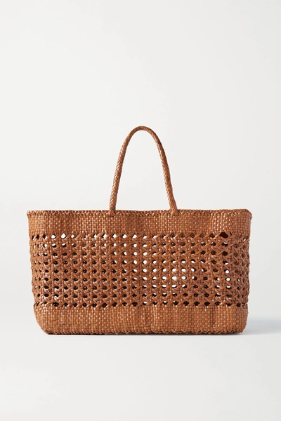 Dragon Diffusion Cannage Max Woven Leather Tote In Tan