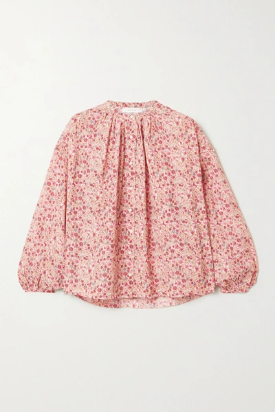 Doen Jane Floral-print Cotton-blend Voile Blouse In Pink