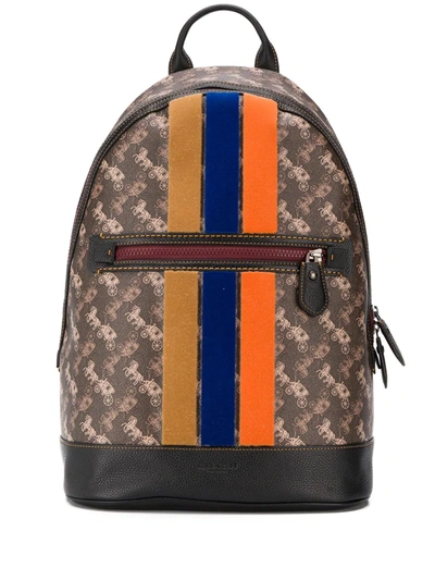 Coach Barrow Velvet-stripes Backpack In Brown