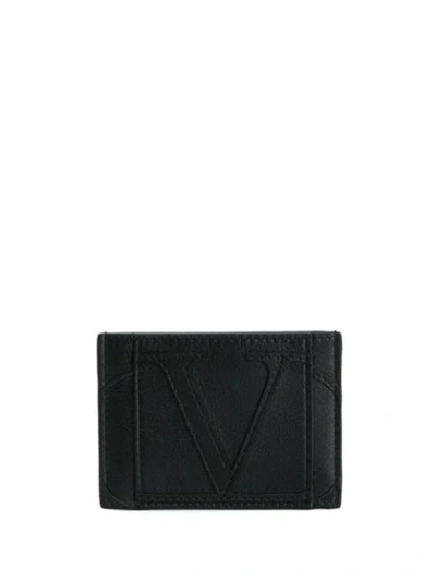 Valentino Garavani V-logo Leather Card Case In Black