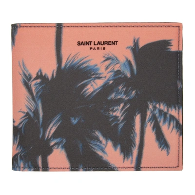 Saint Laurent Palm Tree Print Bifold Wallet In 5569sunsetm