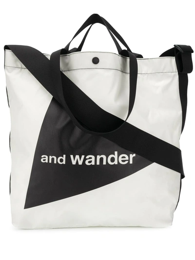 And Wander Cordura Logo-print Tote In White