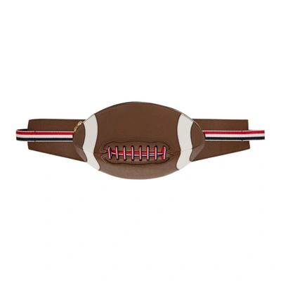 Thom Browne Pebble Grain Leather American Football Cross Body Bag In 210 Brown
