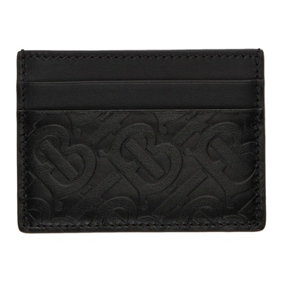 Burberry Leather Monogram Card Holder In Black