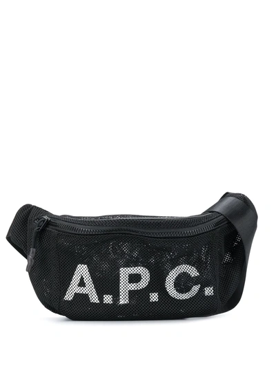 Apc Mesh Printed Logo Belt Bag In Black