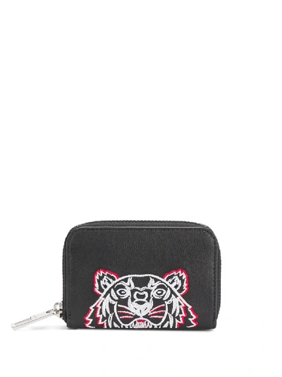 Kenzo Embroidered Zipped Coin Wallet In Black