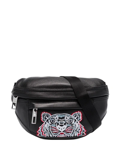 Kenzo Tiger Motif Leather Belt Bag In Black
