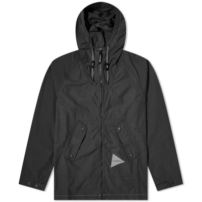 And Wander Nylon Taffeta Hooded Jacket In Black