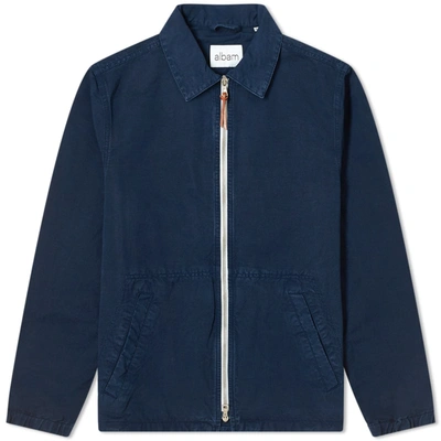 Albam Linen Blend Harrington Jacket In Blue
