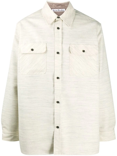 Acne Studios Textured Buttoned Overshirt In Neutrals
