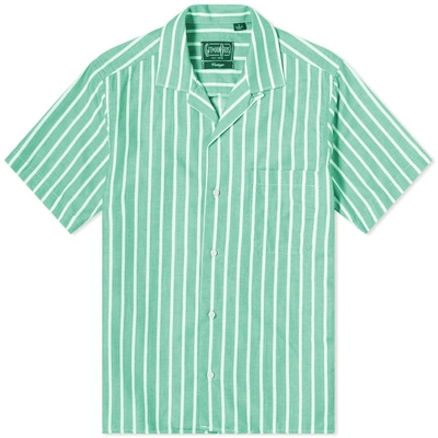 Gitman Vintage Camp Collar Awning Stripe Shirt In Green