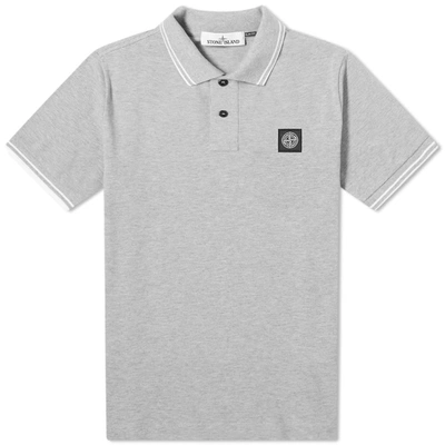 Stone Island Stretch Pique Tipped Polo In Grey