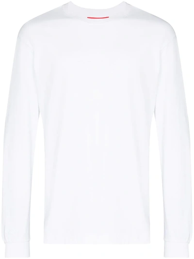 032c Embroidered Logo Long Sleeve Cotton Top In White