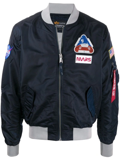 Alpha Industries Ma-1 Mission To Mars Navy Shell Bomber Jacket In Blue