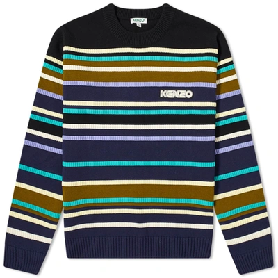 Kenzo Striped Jumper Sweater In Blue