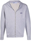Affix Logo Embroidered Zipped Hoodie In Grey