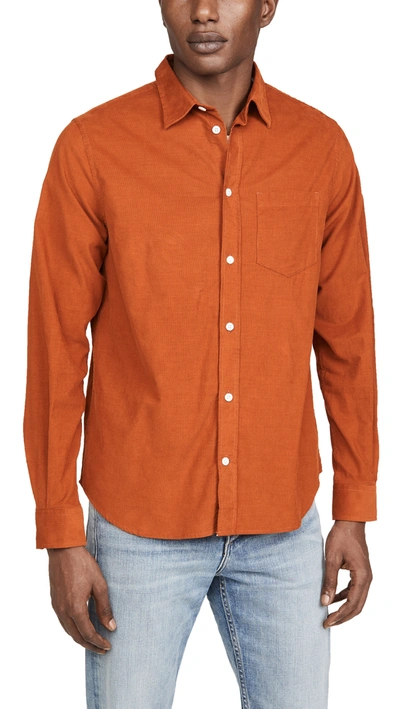 Norse Projects Osvald Cotton Corduroy Shirt In Cadmium Orange