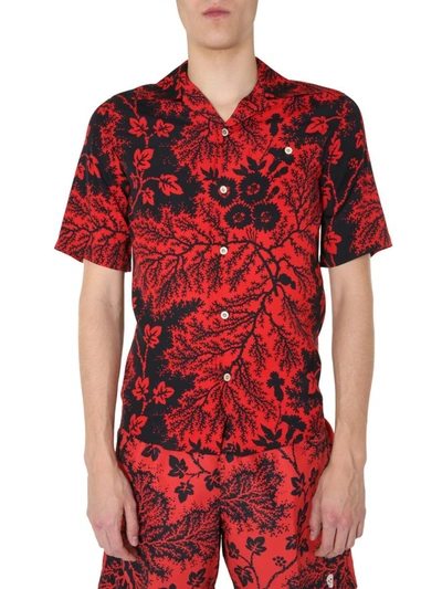 Alexander Mcqueen Ivory Print Vacation Shirt In Red