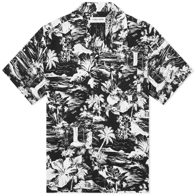 Vanquish Tropical Print Open Collar Shirt In Black