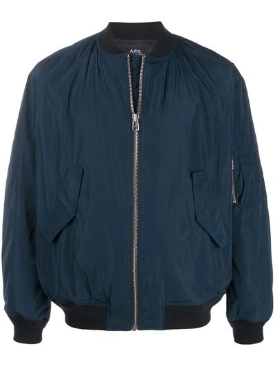 Apc Birmingham Shell Bomber Jacket In Blue