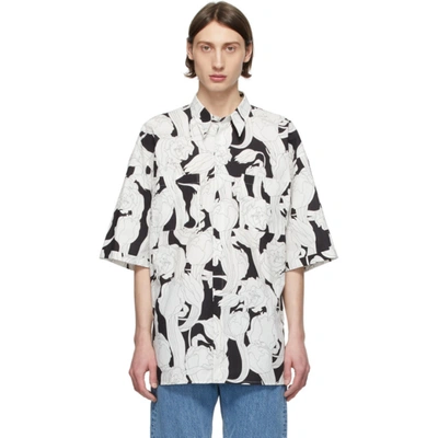 Givenchy Floral Graphic Oversize Cotton Shirt In Black