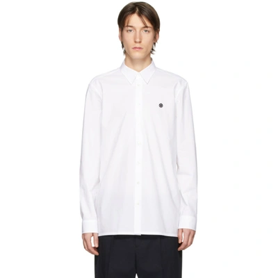 Raf Simons Smiley Embroidered Cotton Poplin Shirt In White