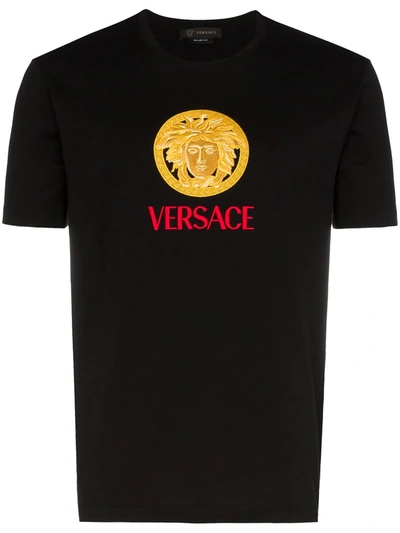 Versace Medusa Logo-print T-shirt In Black