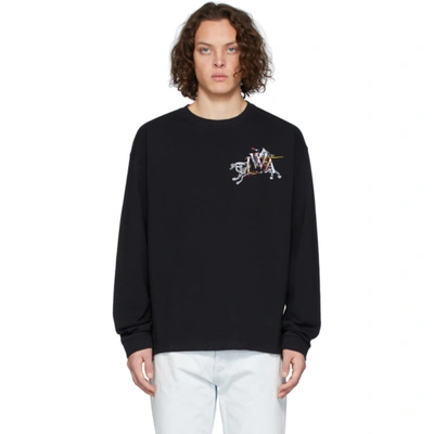 Jw Anderson Camelot Embroidered Long Sleeve T-shirt In Black