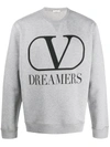 Valentino Vlogo Dreamers Crewneck Sweatshirt In Grey