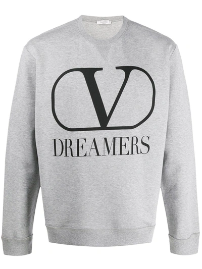 Valentino Vlogo Dreamers Crewneck Sweatshirt In Grey