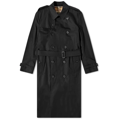 Burberry Kensington Long Trench Coat In Black