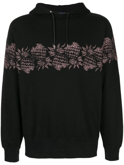 Sacai Plant Embroidery Hoodie In Black