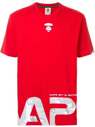 Aape By A Bathing Ape Aape Whiz Camo Nasa Tee In Red