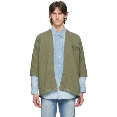 Visvim Logo Kimono Jacket In Olive | ModeSens Visvim Logo Kimono Jacket In Olive | ModeSens